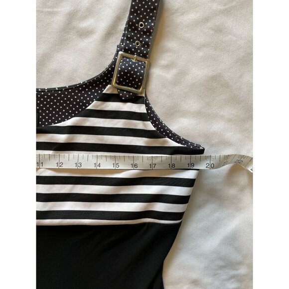 Bali Womens Dress Black & White Size 16 Polka Dot & Striped Sleeveless - Picture 10 of 11